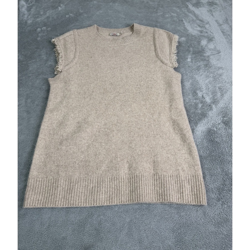 Faherty Colette Sweater Tee Women's Size Small Beige Yak Merino Wool Blend